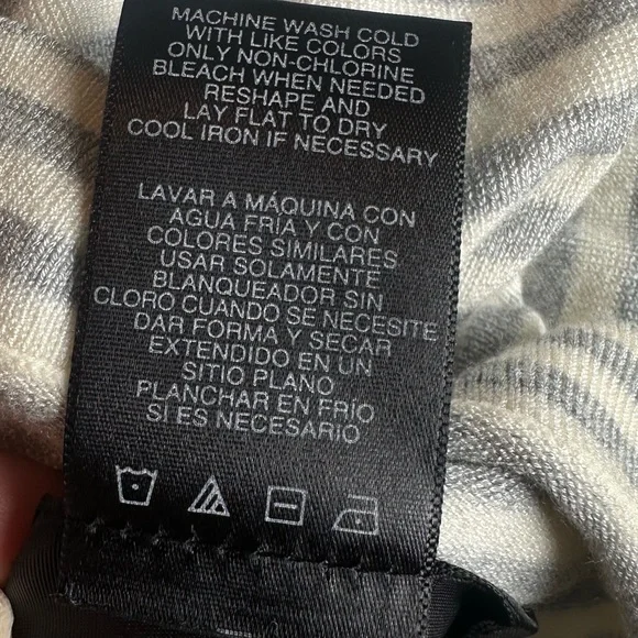 NORMA KAMALI Top Medium Turtleneck Rayon/Nylon Minimalist Striped Gray White - Picture 6 of 6